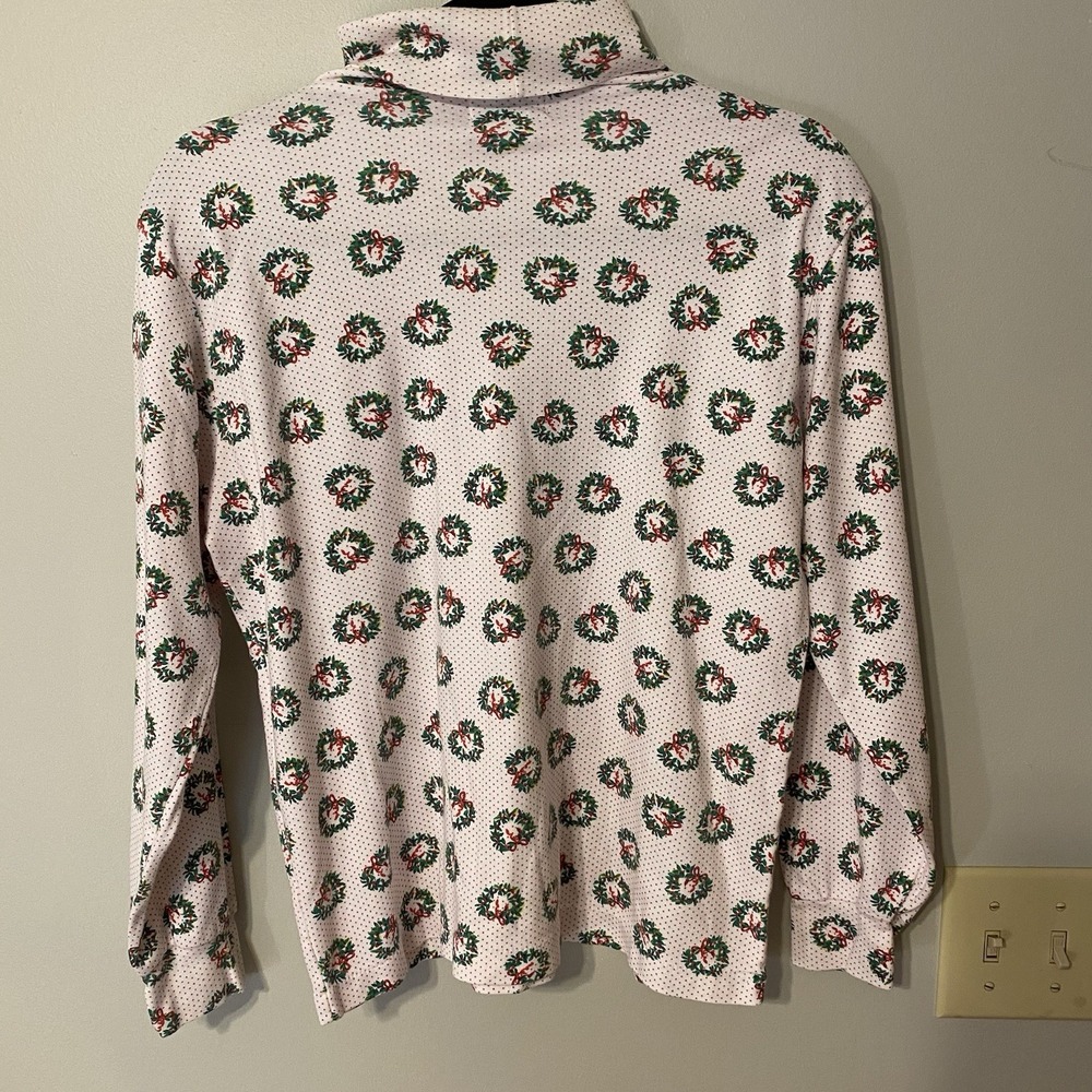 Boundary Waters vintage Christmas wreath turtleneck shirt women's M  Red/ Green